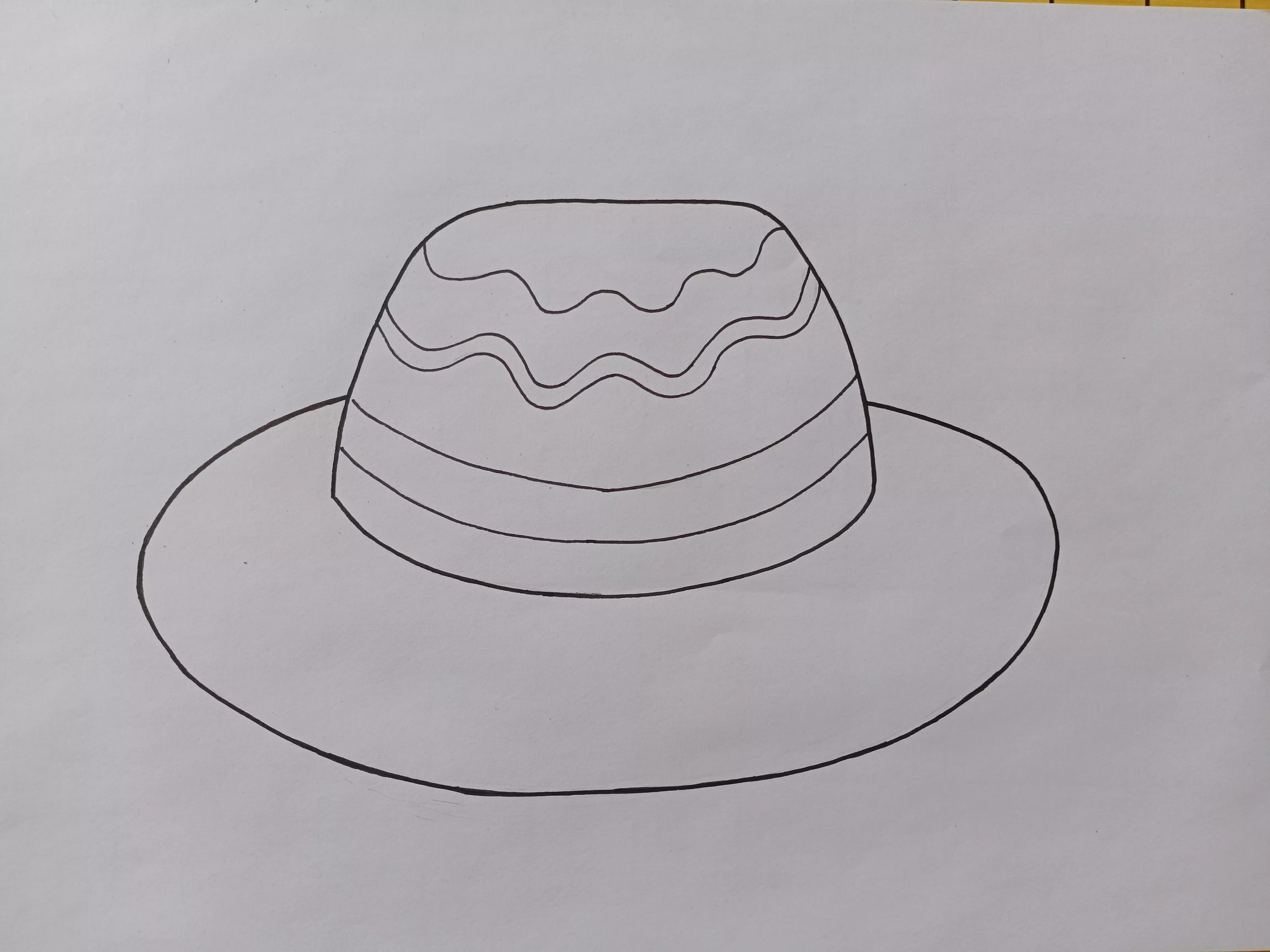 帽子线描创意画,帽子线描画装饰