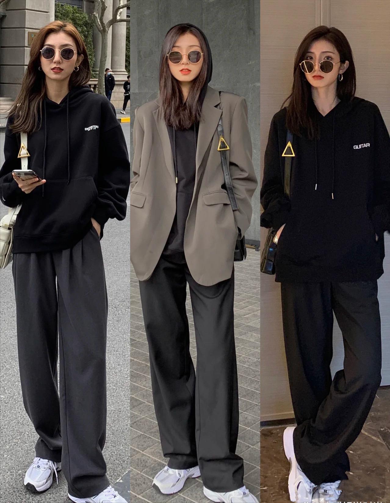 卫衣搭配阔腿裤的正确穿搭,新款宽松版卫衣搭配休闲裤美美哒