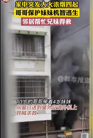 家中起火狗狗趴窗求救,家中起火狗狗救全家