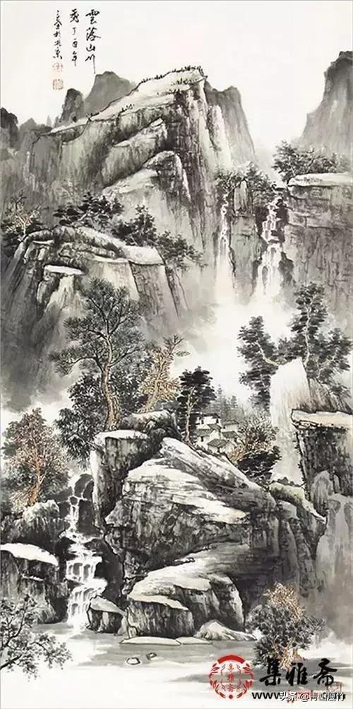 竖幅山水画图片大全精品,陈学良山水画精品欣赏40幅