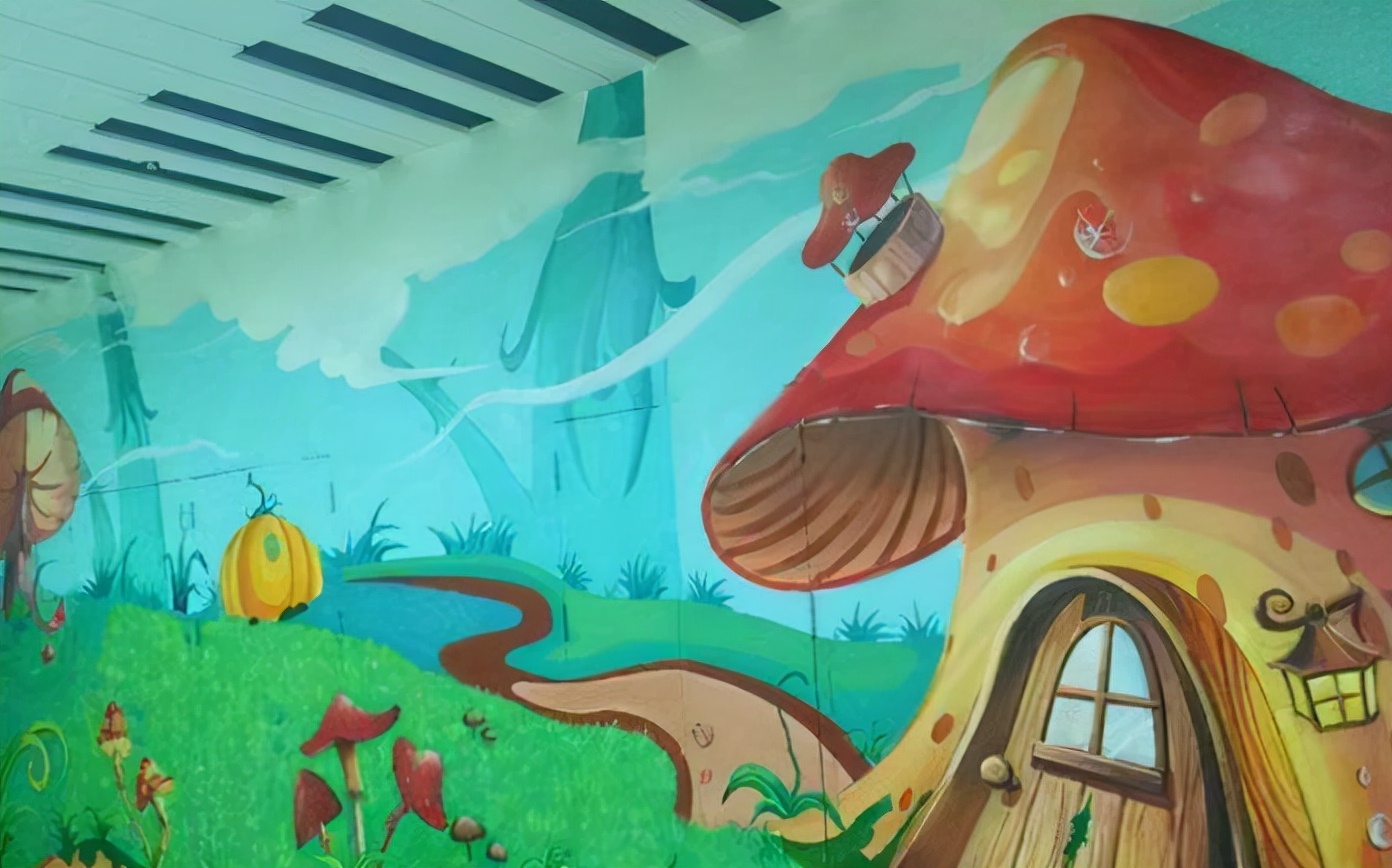 儿童墙绘图案素材室外简约,3d墙绘卡通素材图片教程