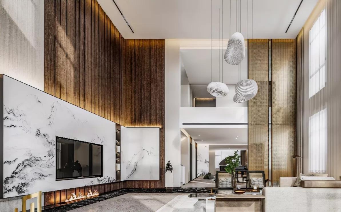 美式风格装修挑高客厅,客厅挑高5米怎么设计