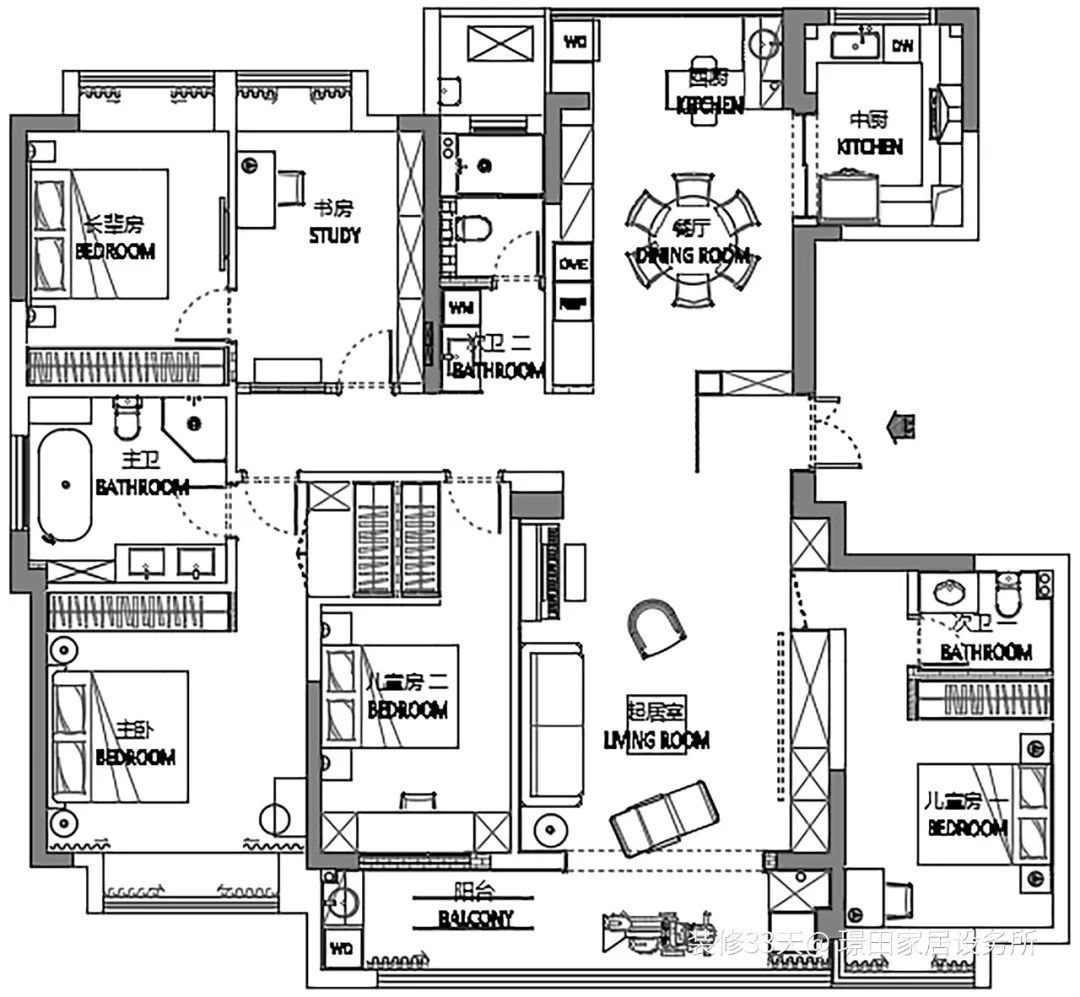 大连193平赠带阁楼大平层装修,现代轻奢大平层简装