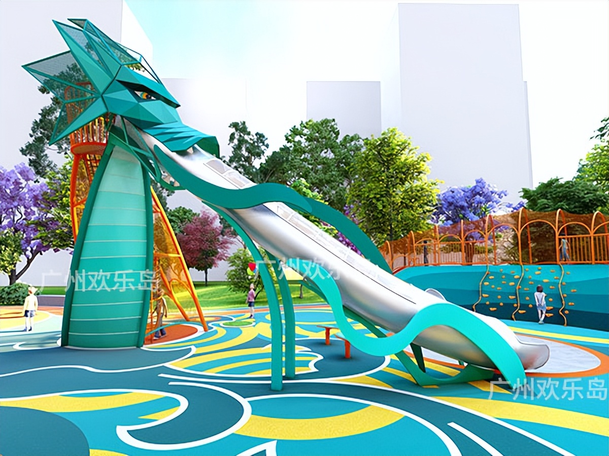 大型多功能不锈钢滑梯设计,组合式水上游乐滑梯设计
