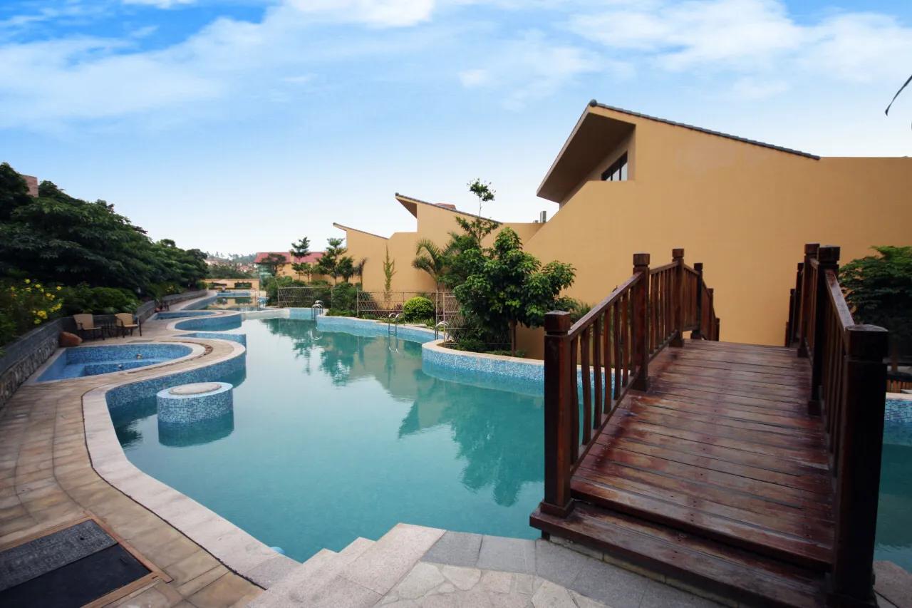 广州从化温泉度假别墅带泳池,广州从化水上威尼斯泳道别墅