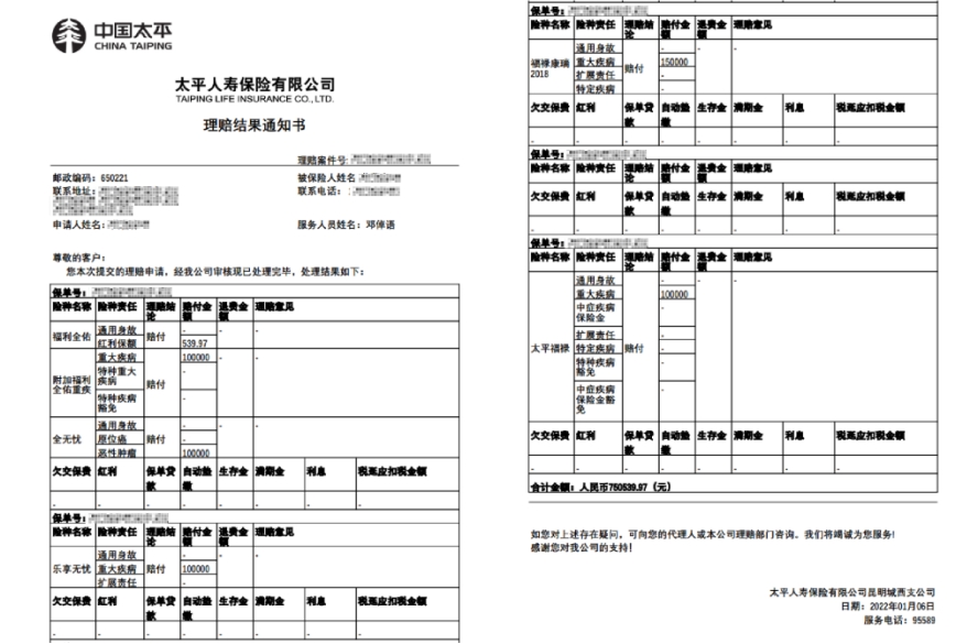 全年赔付1.61亿元太平人寿云南分公司2022年十大理赔案例出炉