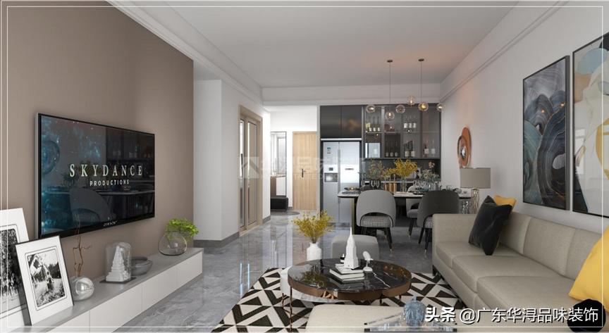 高级哑光奶咖色+暗橘色设计的小户型现代风平层，高级有质感