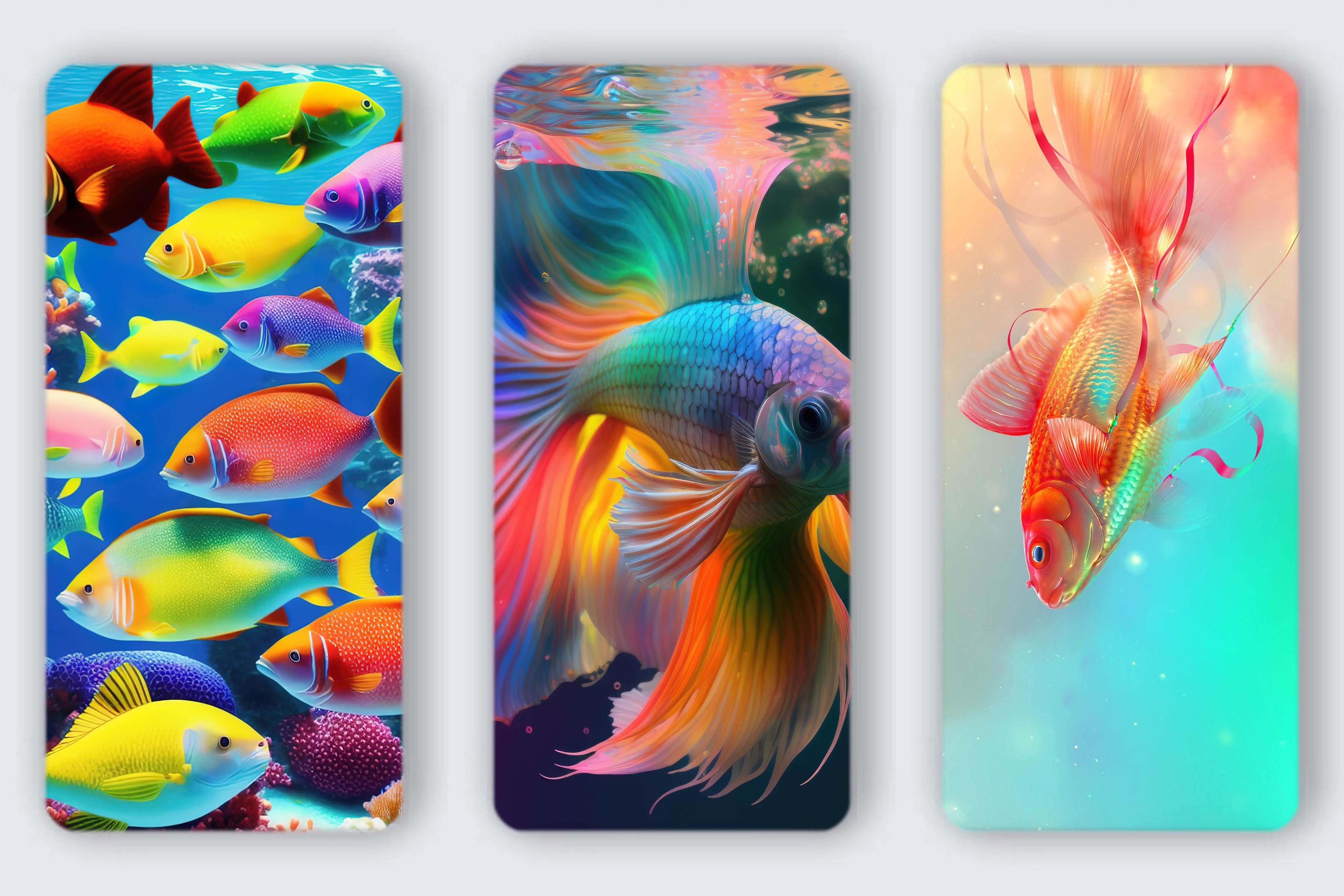 原图壁纸：鱼儿在海里游来游去，自由自在