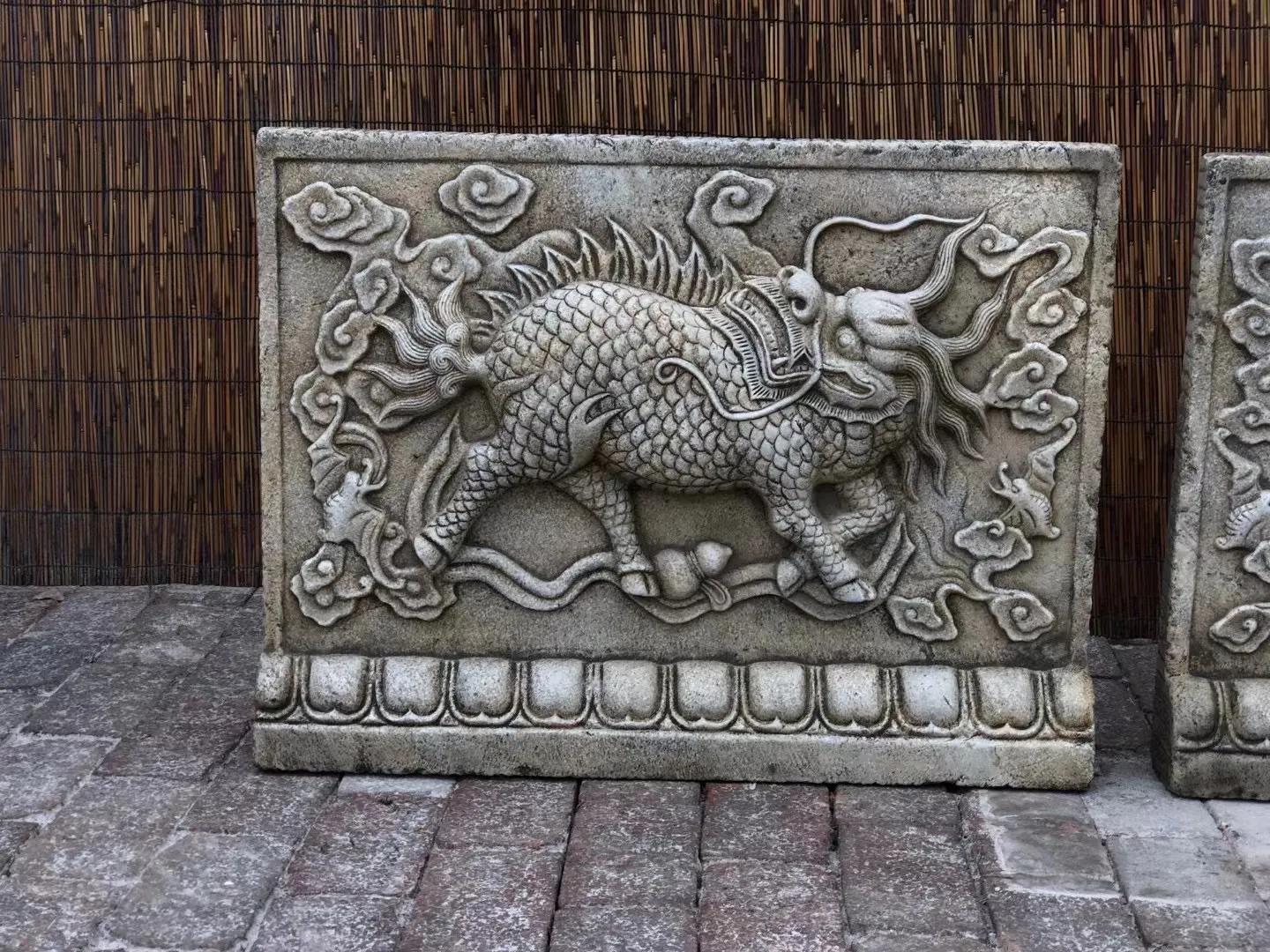 汉白玉麒麟祥云,麒麟玉石一对