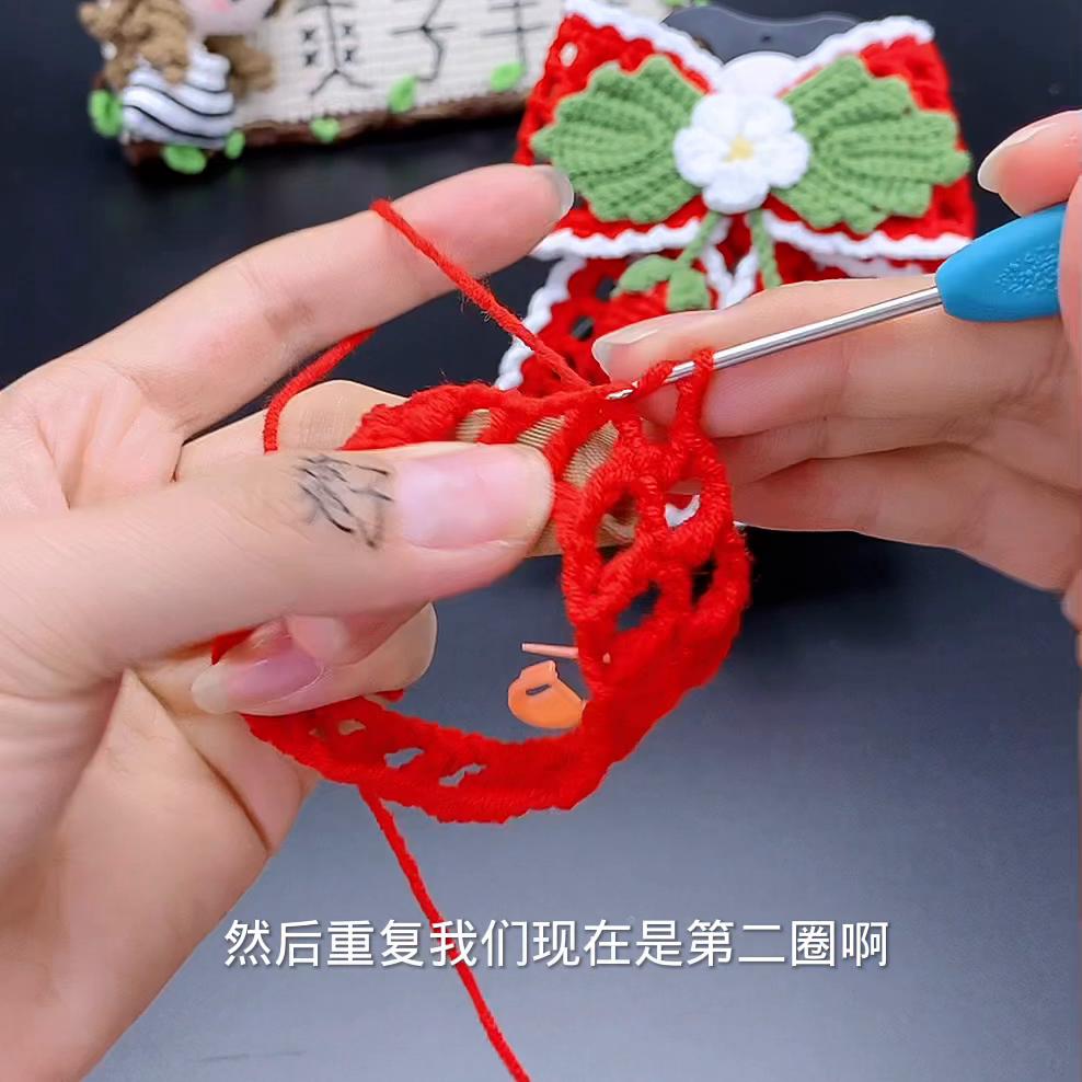 草莓发圈钩织教程新手,草莓发圈钩织教程图解