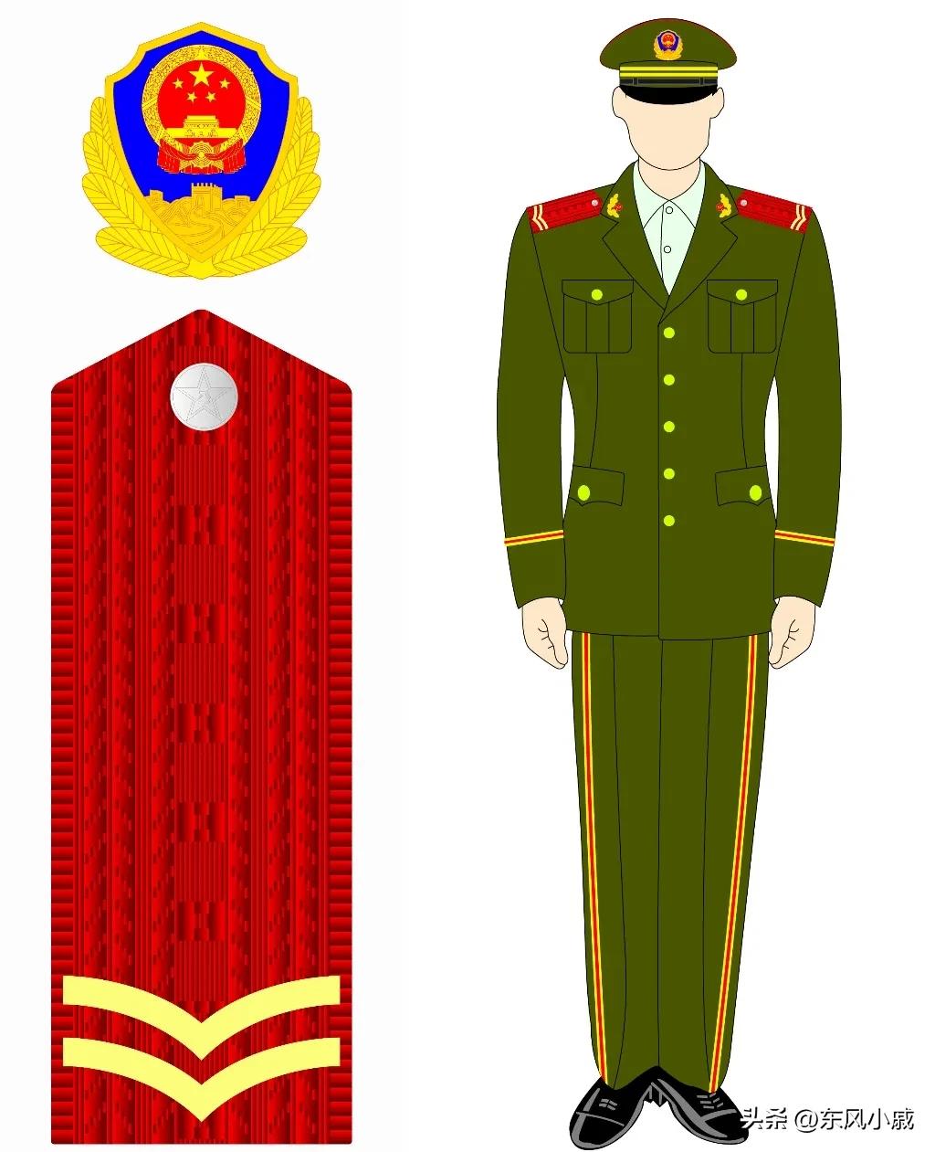 陆军肩章军衔图解99式,99式军装军衔全套照片