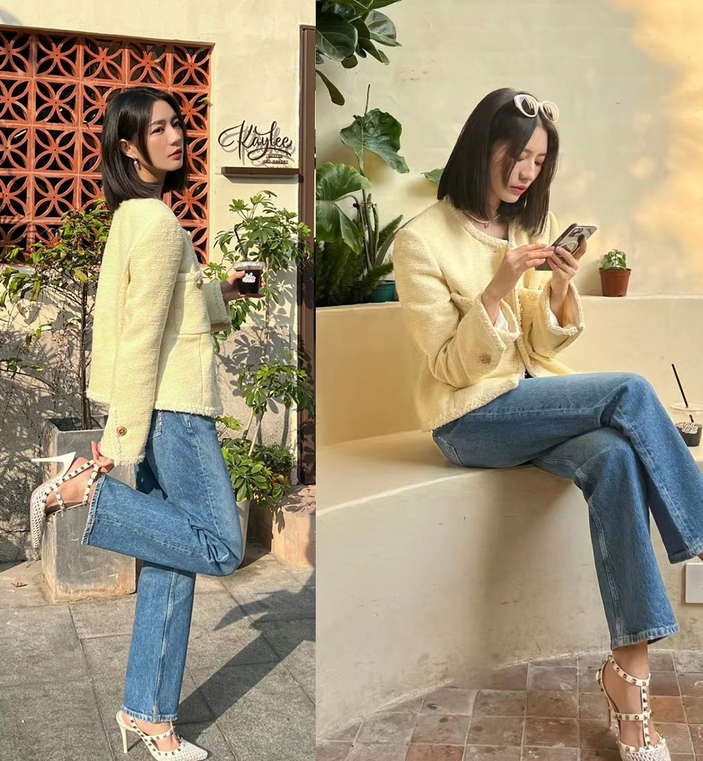 春秋季节小西装牛仔裤搭配,春天穿小西装牛仔裤