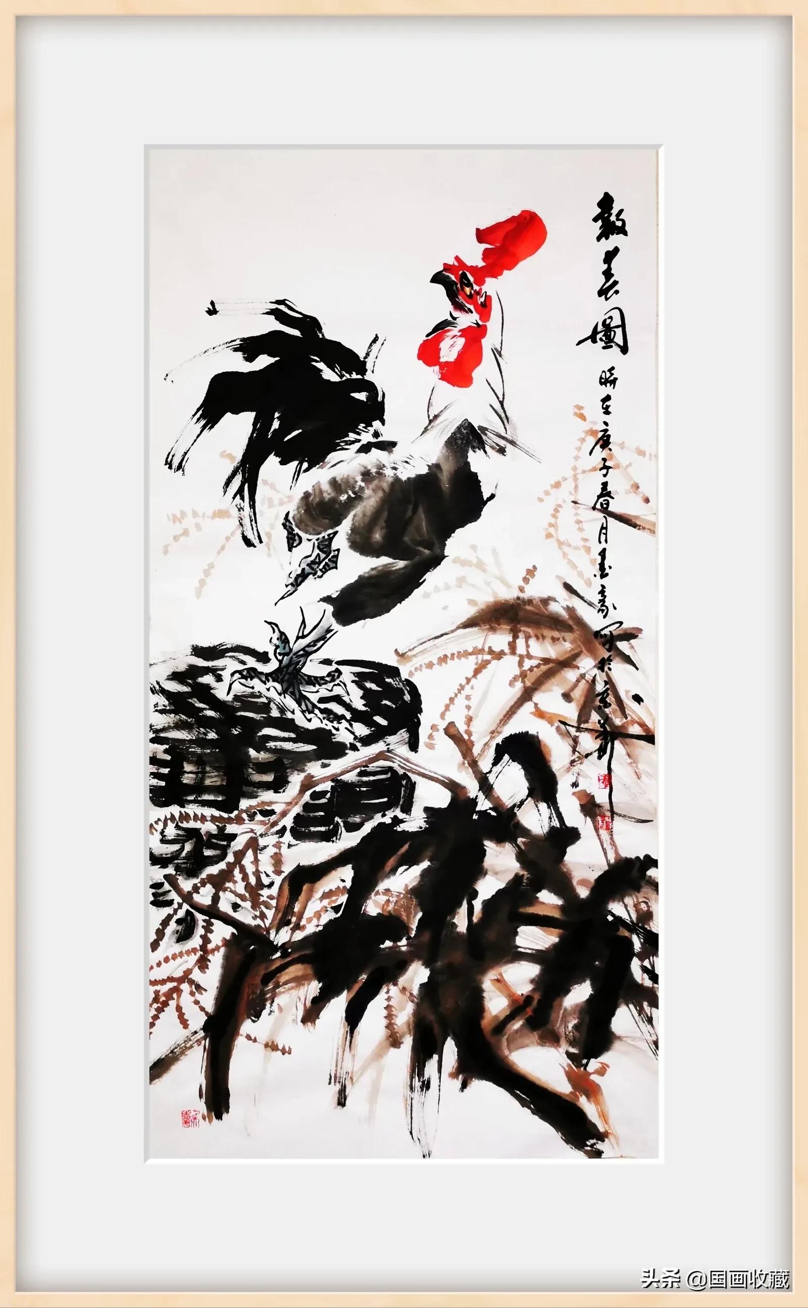 墨豪画鸡高清大图,墨豪画鸡创意作品