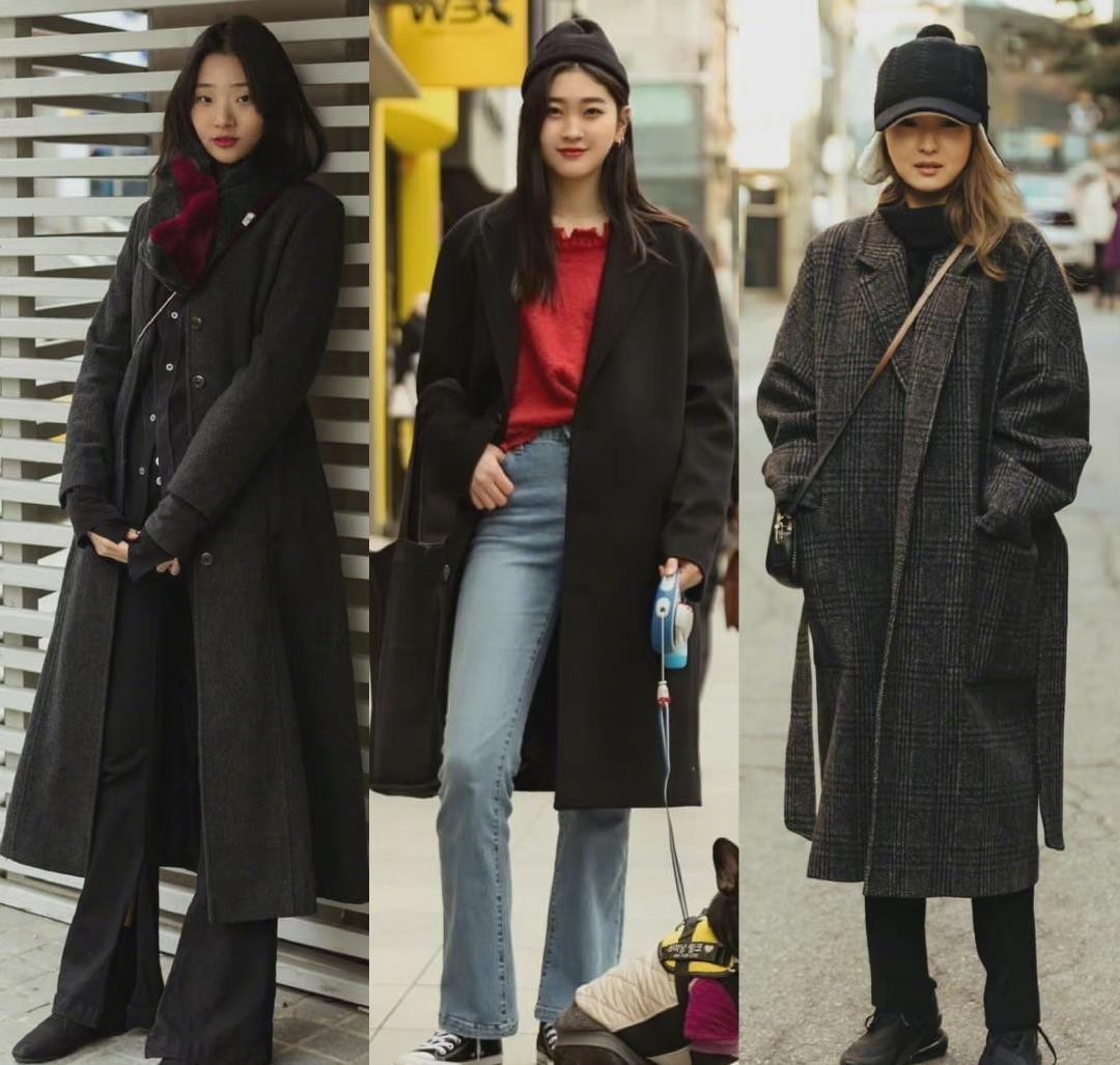 韩国女生黑色外套,韩国美女穿黑色的衣服