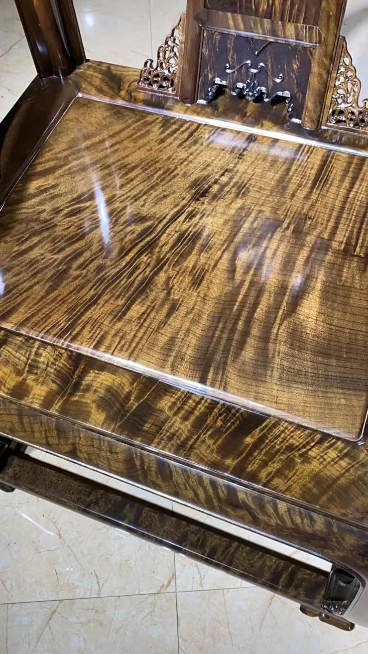 乌木金丝楠皇宫椅三件套,顶级金丝楠乌木厚重椅