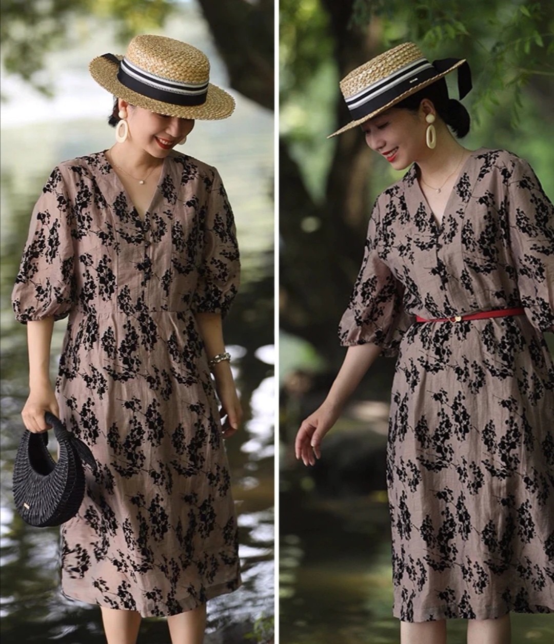 真正优雅的女人裙子,过膝春天连衣裙减龄显瘦洋气