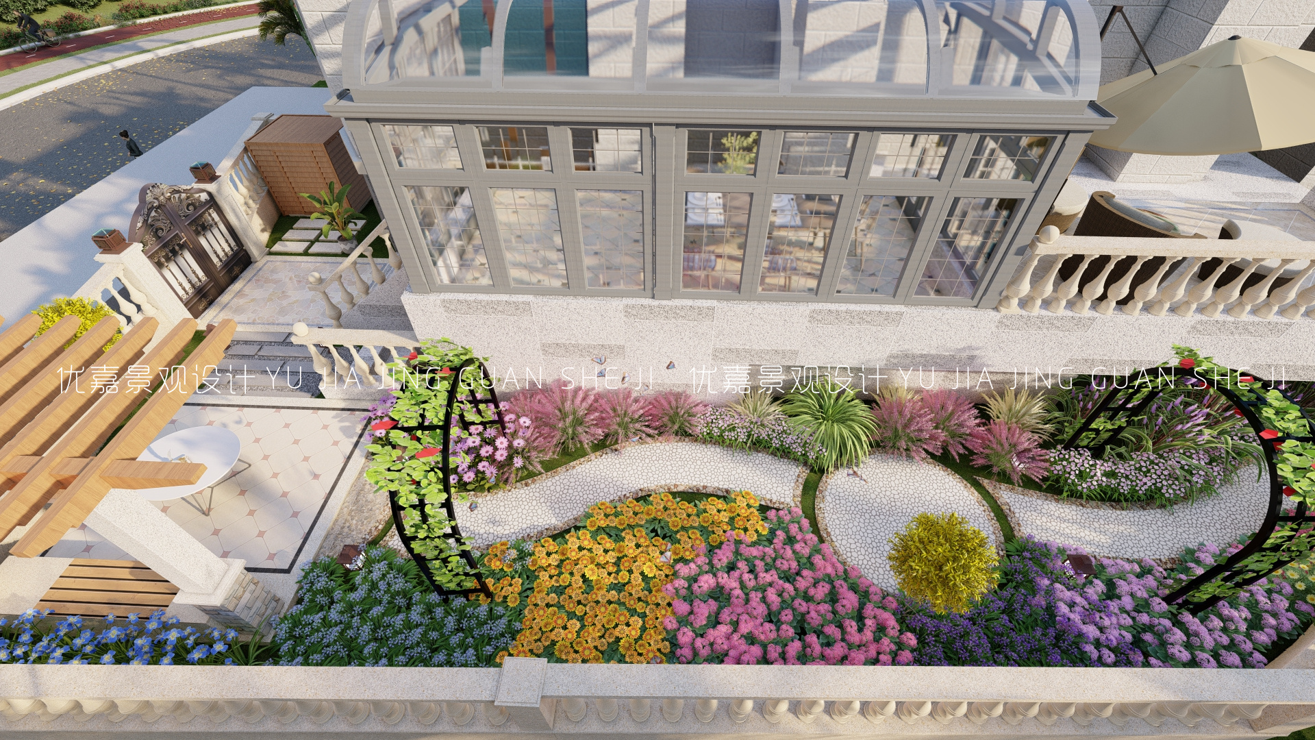 别墅室内庭院花园设计,独栋别墅庭院景观设计说明