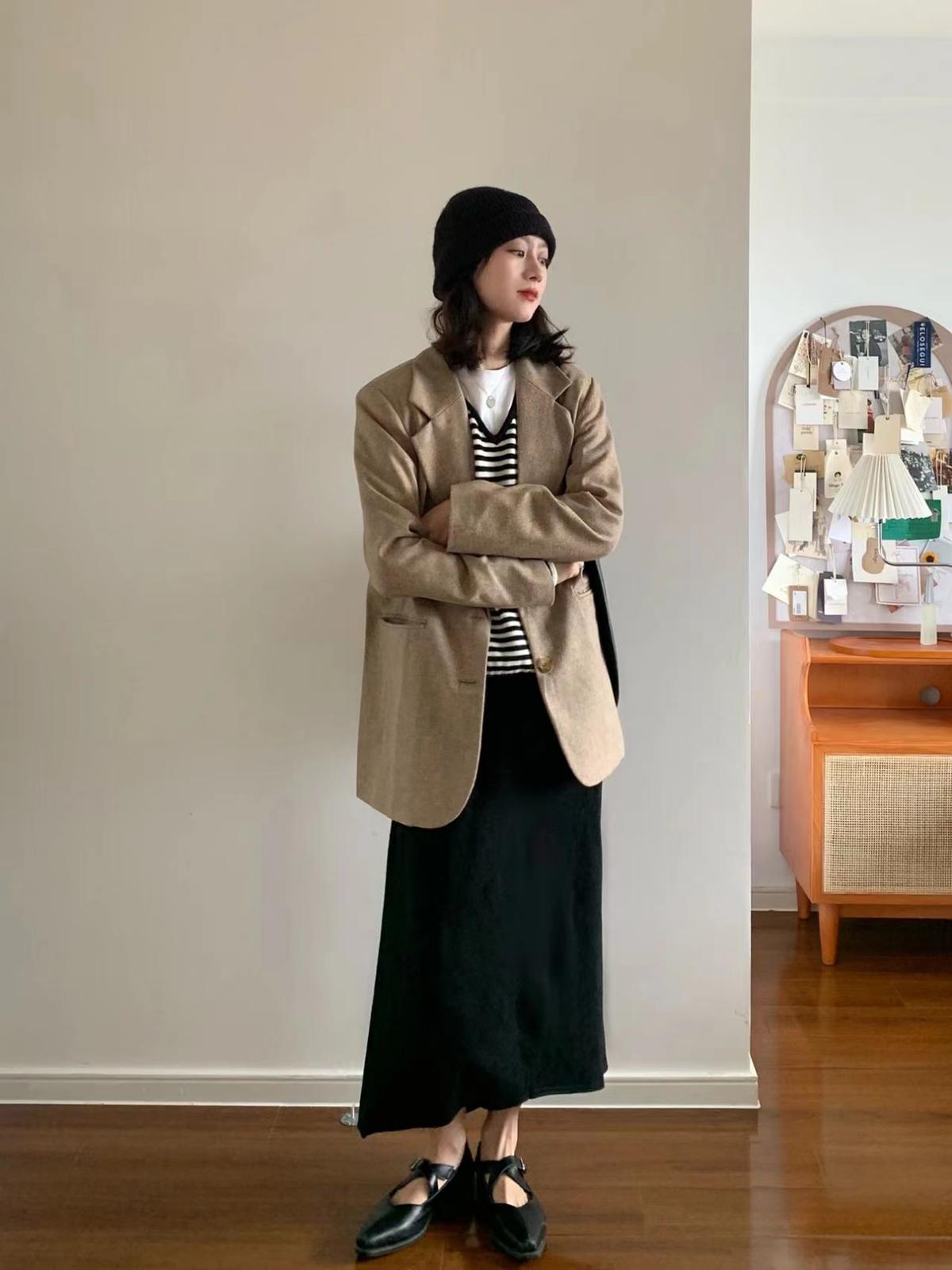 长款西装裙搭配高级感,西装搭配半身裙女款高级感