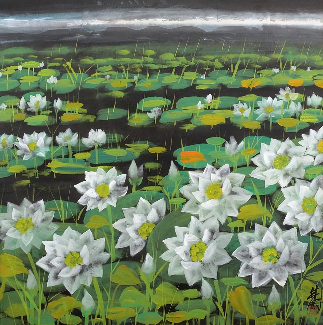 林风眠笔下的荷花有多少张,林风眠荷花