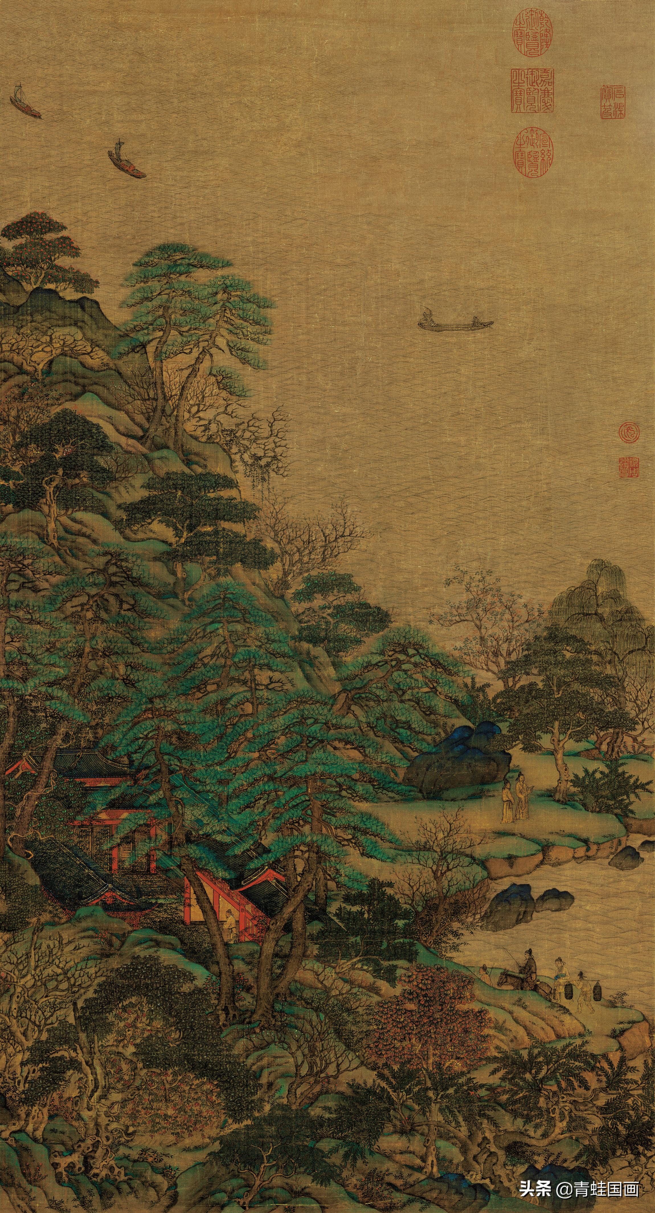 李思训《江帆楼阁图》，为避武则天，“大李将军”隐匿山林16年