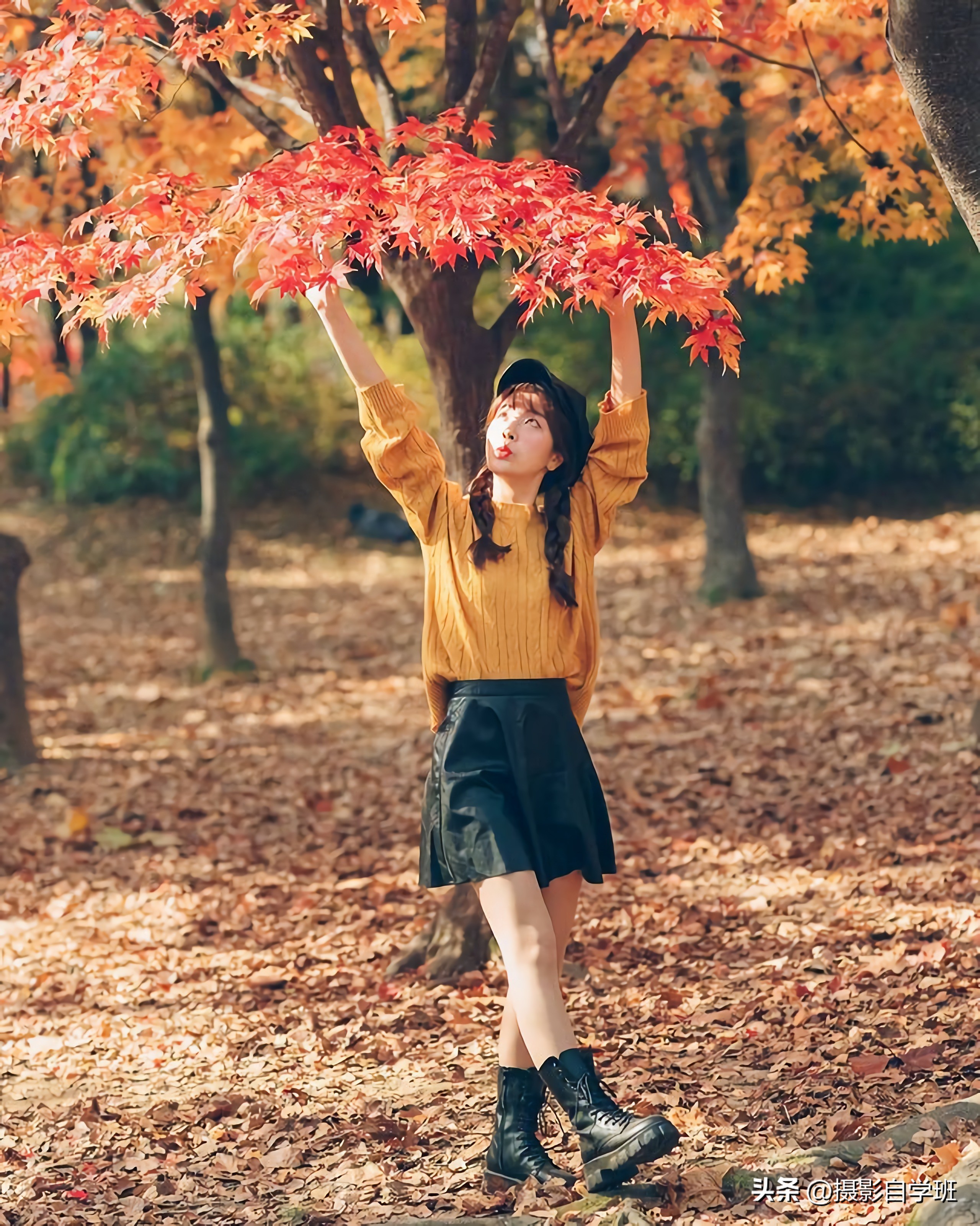 秋天拍照姿势大全高级感,秋天拍照姿势多人外景站姿