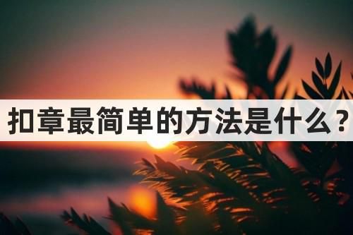 扣章最简单的方法是什么？这个方法扣章最简单