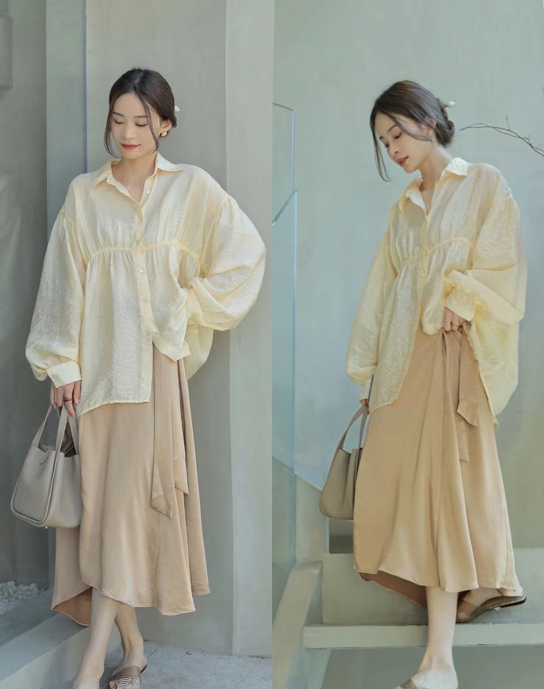 搭配衬衣的裙子夏季怎么搭配,气质高档夏季衬衫女装搭配