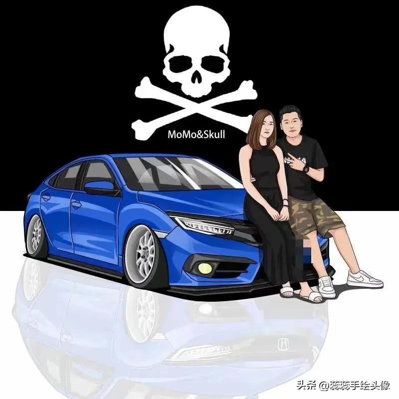 制作自己和车的漫画头像,手绘汽车头像