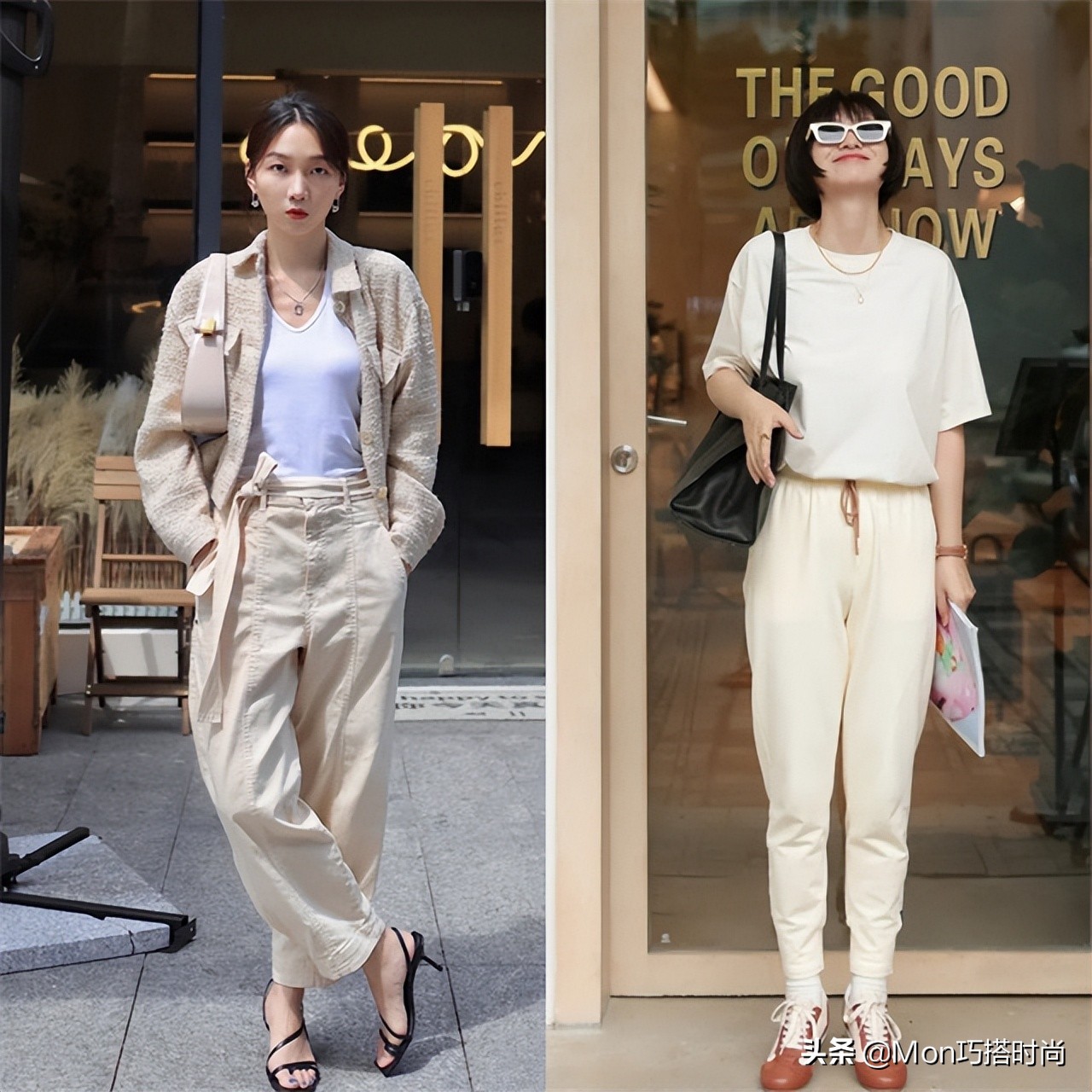 杏色直筒裤初秋穿搭,春秋黑色显瘦微喇小黑裤穿搭