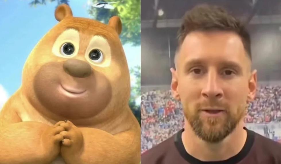 梅西撞脸卡通人物,梅西看到撞脸小罗