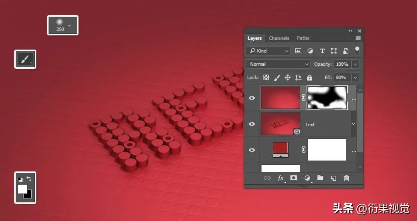 ps怎么做立体空心圆柱效果,ps文字贴合在圆柱上面