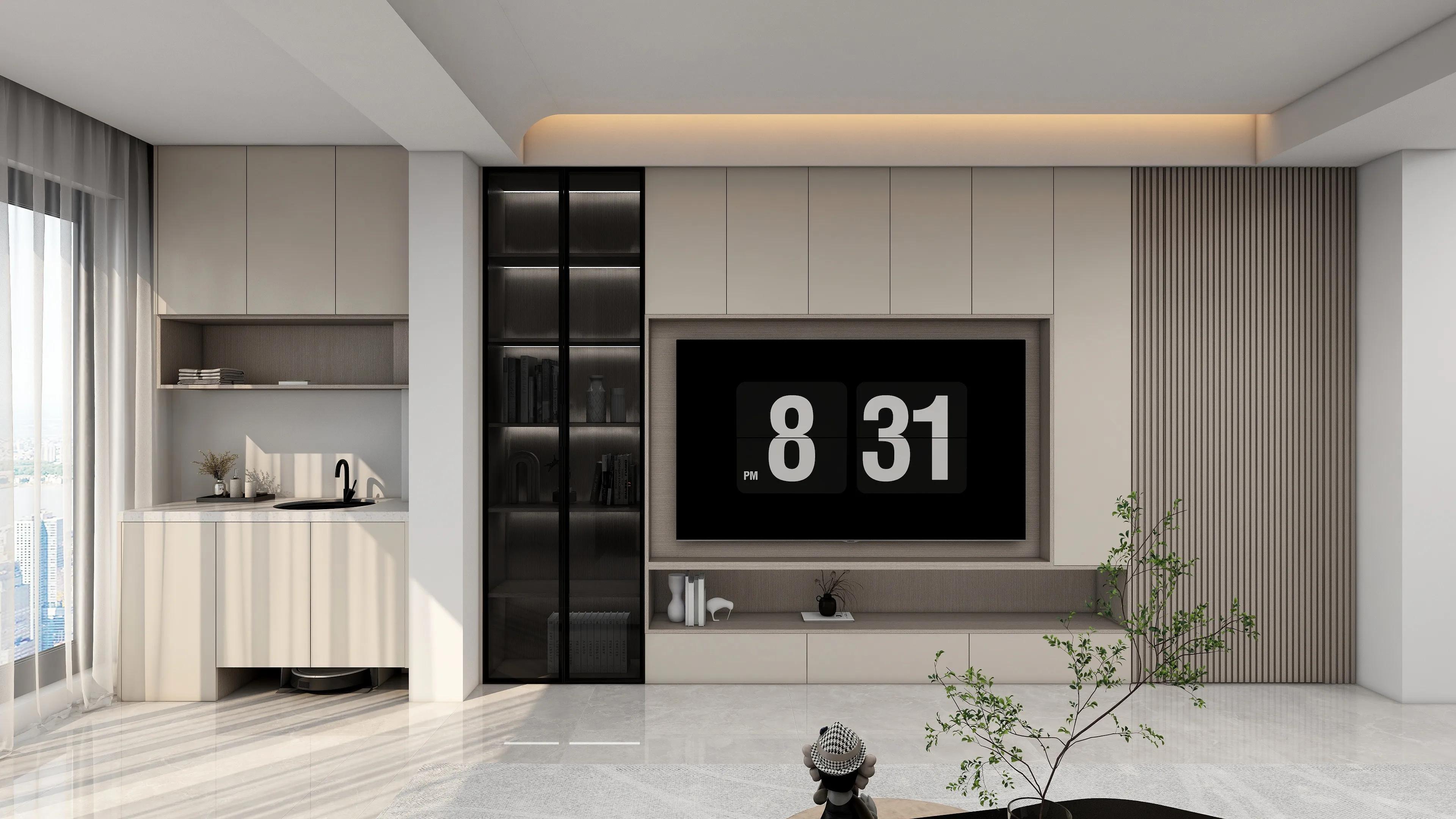 阳台柜展示柜图片,电视柜加阳台柜