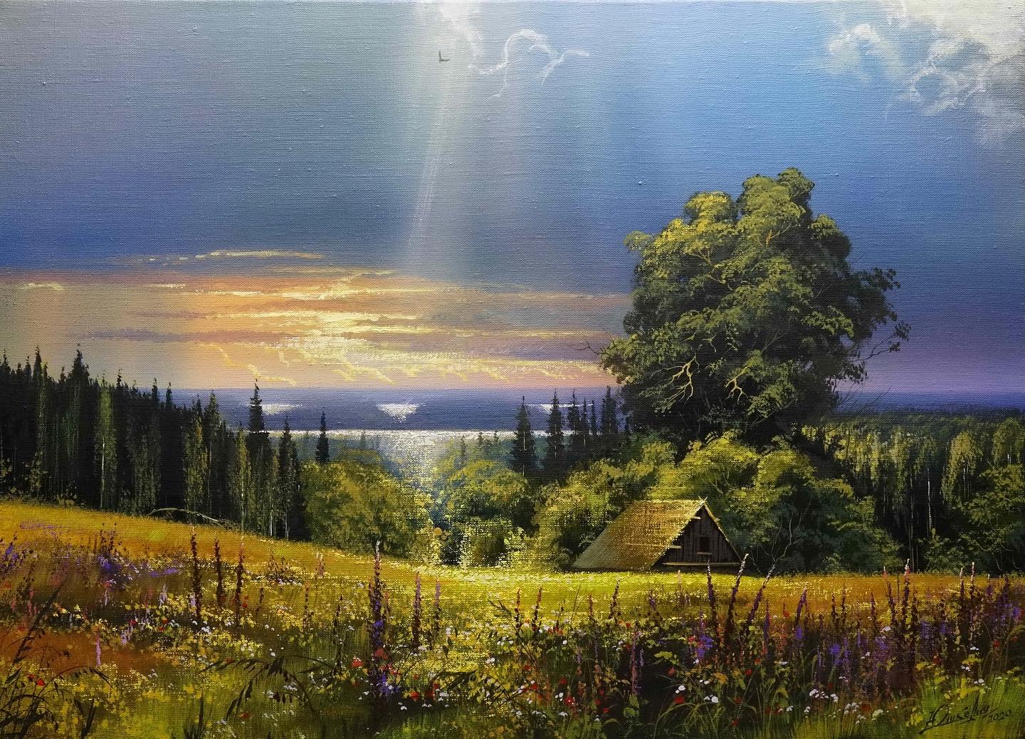 画家维克多风景画图片,维克多丙烯风景画颜料