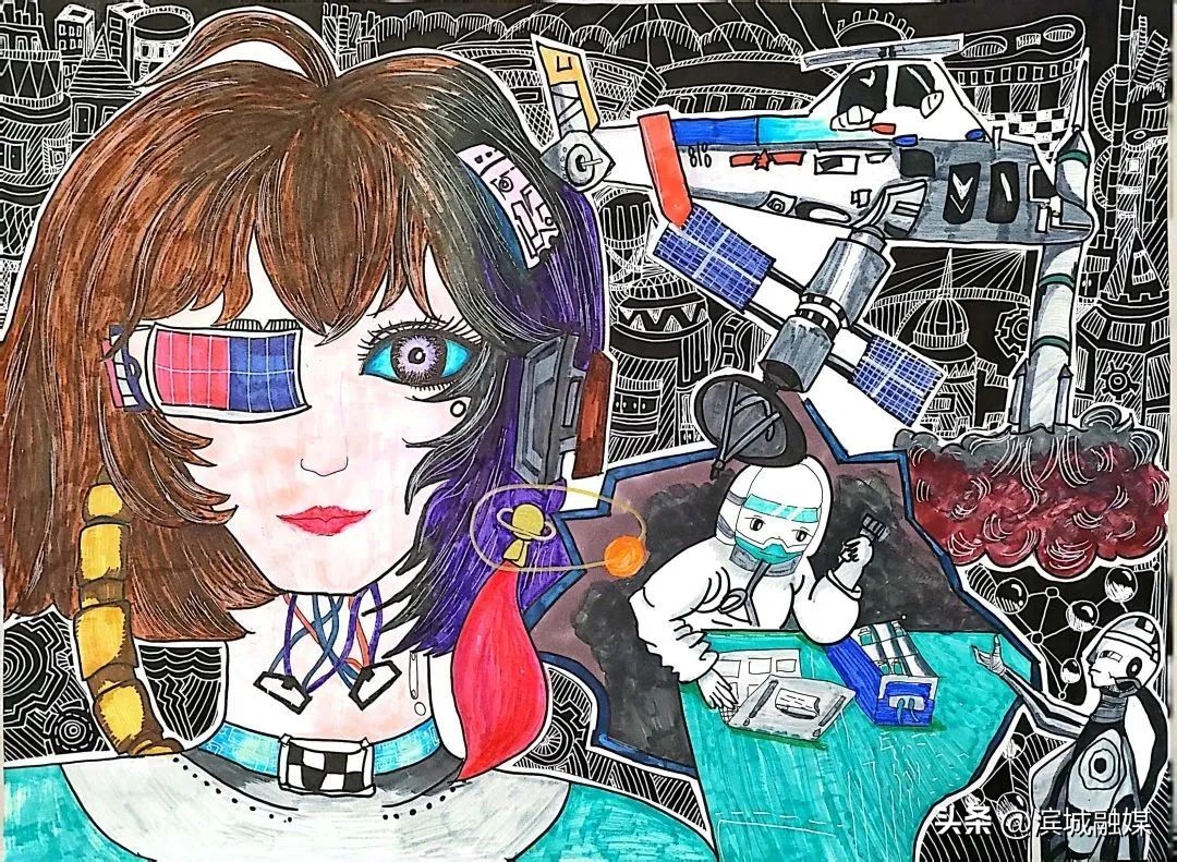 青少年科创大赛少儿绘画作品,少年科学幻想绘画大赛