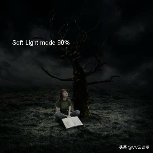 在Photoshop中创建带有月亮的树的超现实图稿，VV云课堂教程