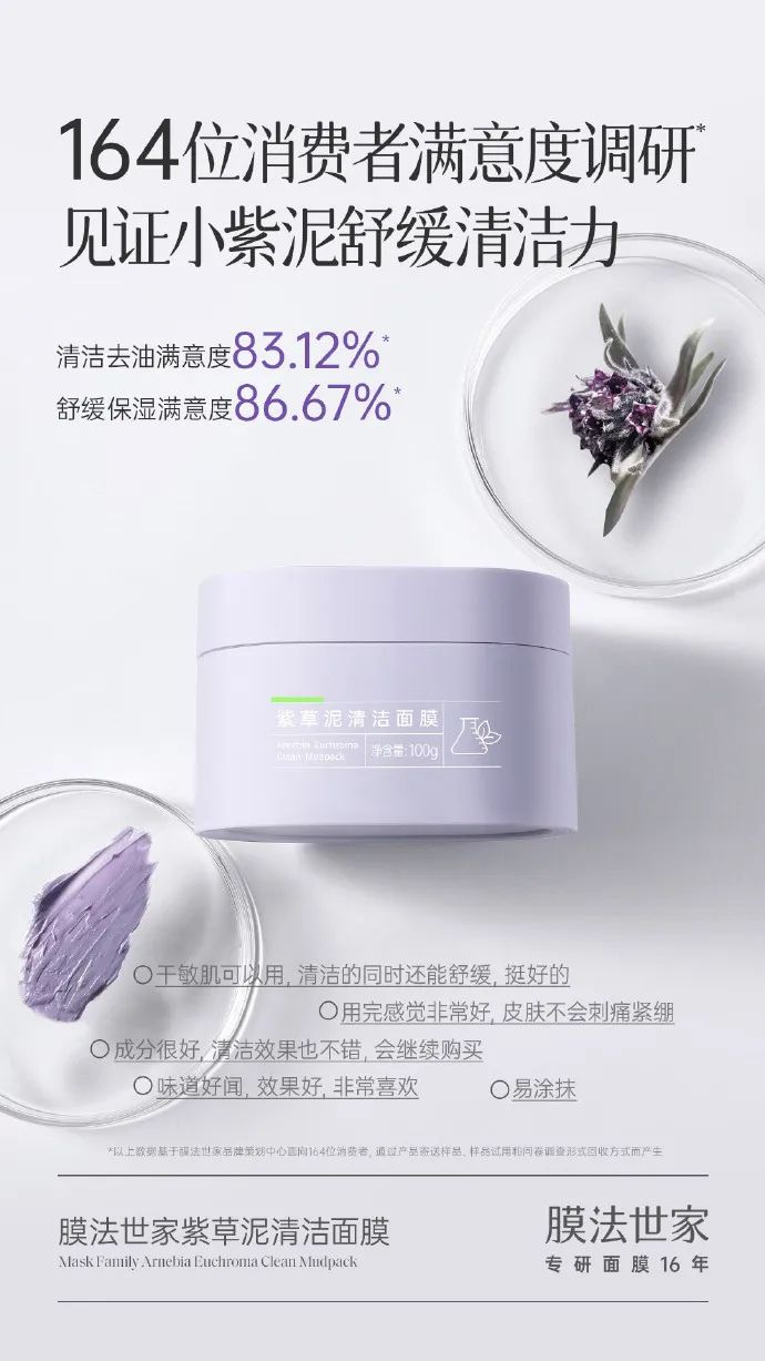 【美妆浪潮榜】膜法世家紫草泥面膜：敏感肌专研清洁面膜