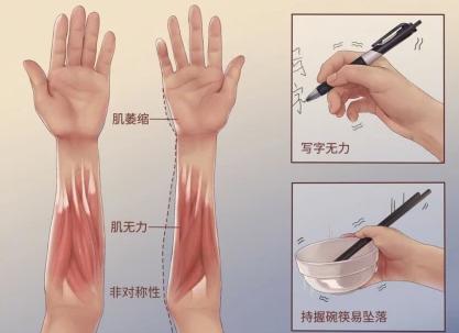手腕无力手指笨拙虎口萎缩,手臂手掌无力萎缩的症状