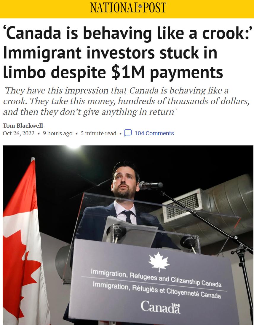加拿大就像个*子骗**，投资$100多万办移民，苦等了数年，美梦成噩梦
