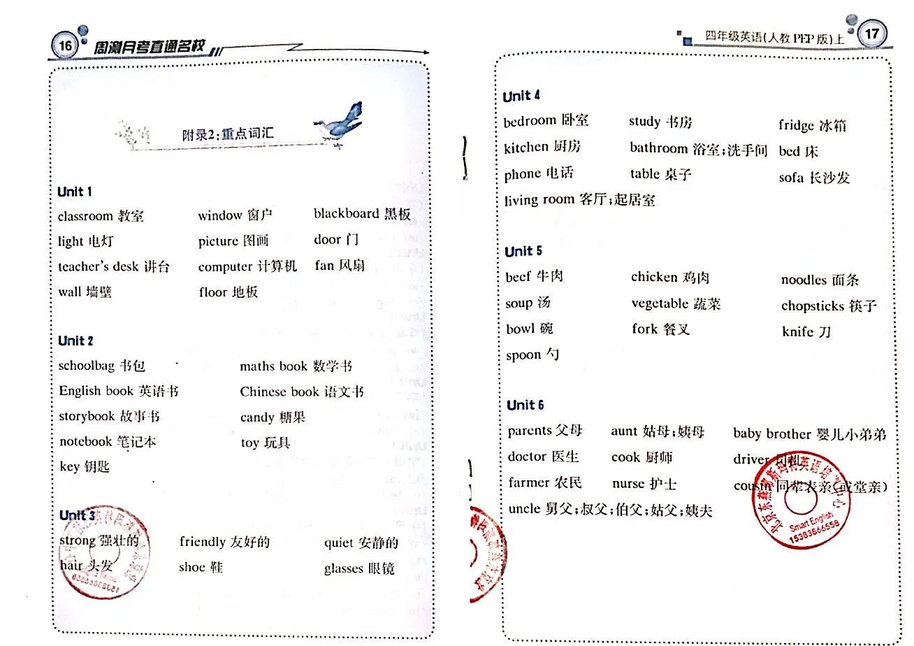 人教版四年级上册6单元及语音知识点总结，期末考试冲刺复习