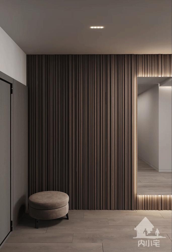 客厅石材木饰面效果,石材和实木搭配装修效果图