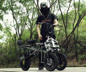 趋步折叠电动自行车,简行折叠倒三轮电动自行车