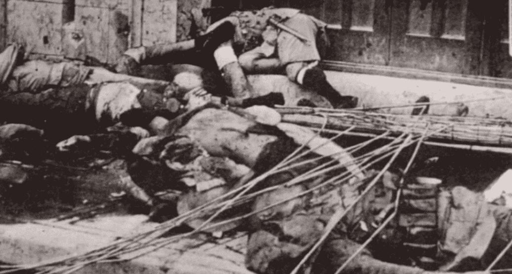 日军侵华兽行,日军当着国军的面杀俘虏