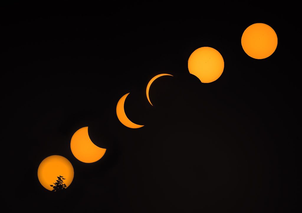 月食的五个阶段过程图,月食的五个阶段示意图