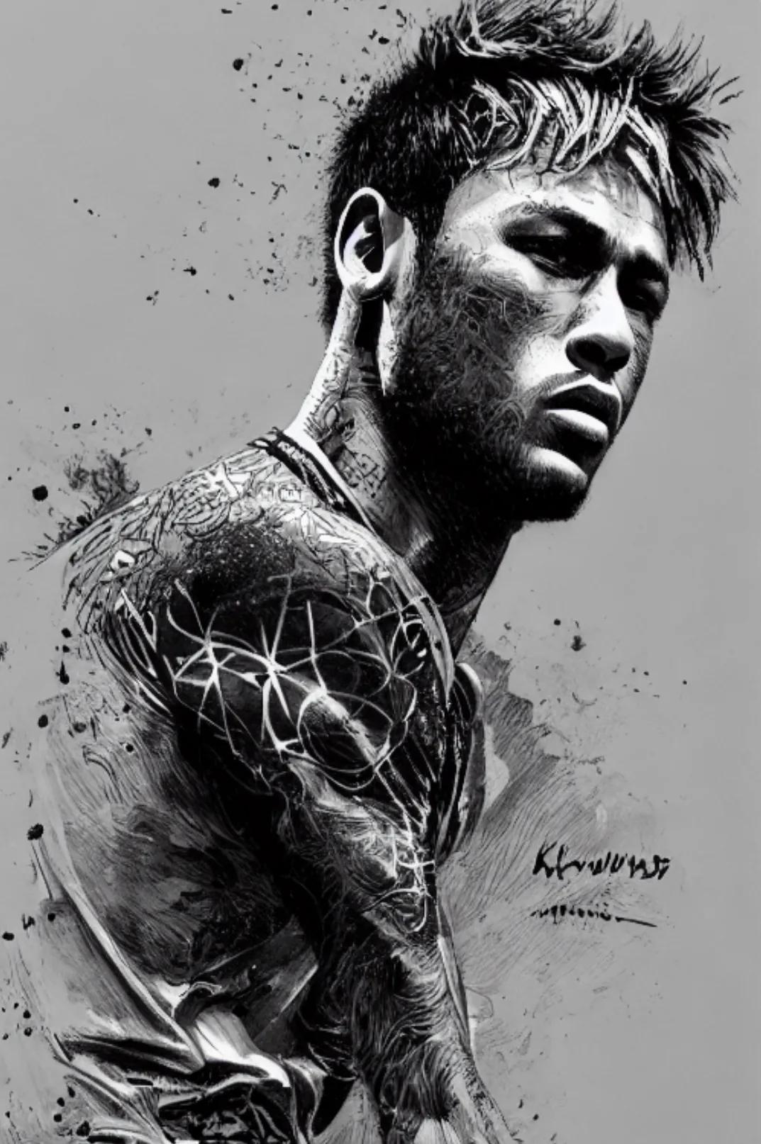 球星素描,球星的ai绘画