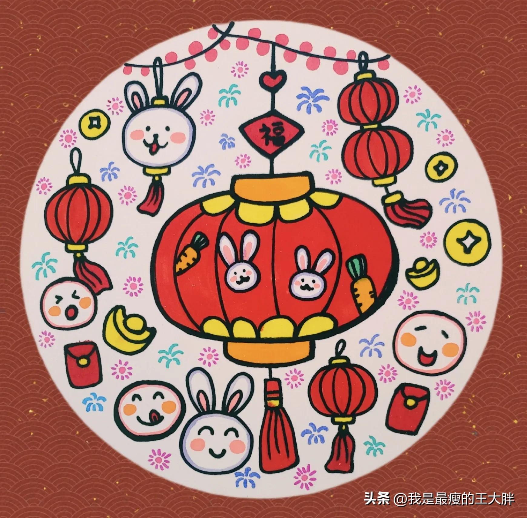 灯笼的画法元宵创意画,元宵节画灯笼简笔画