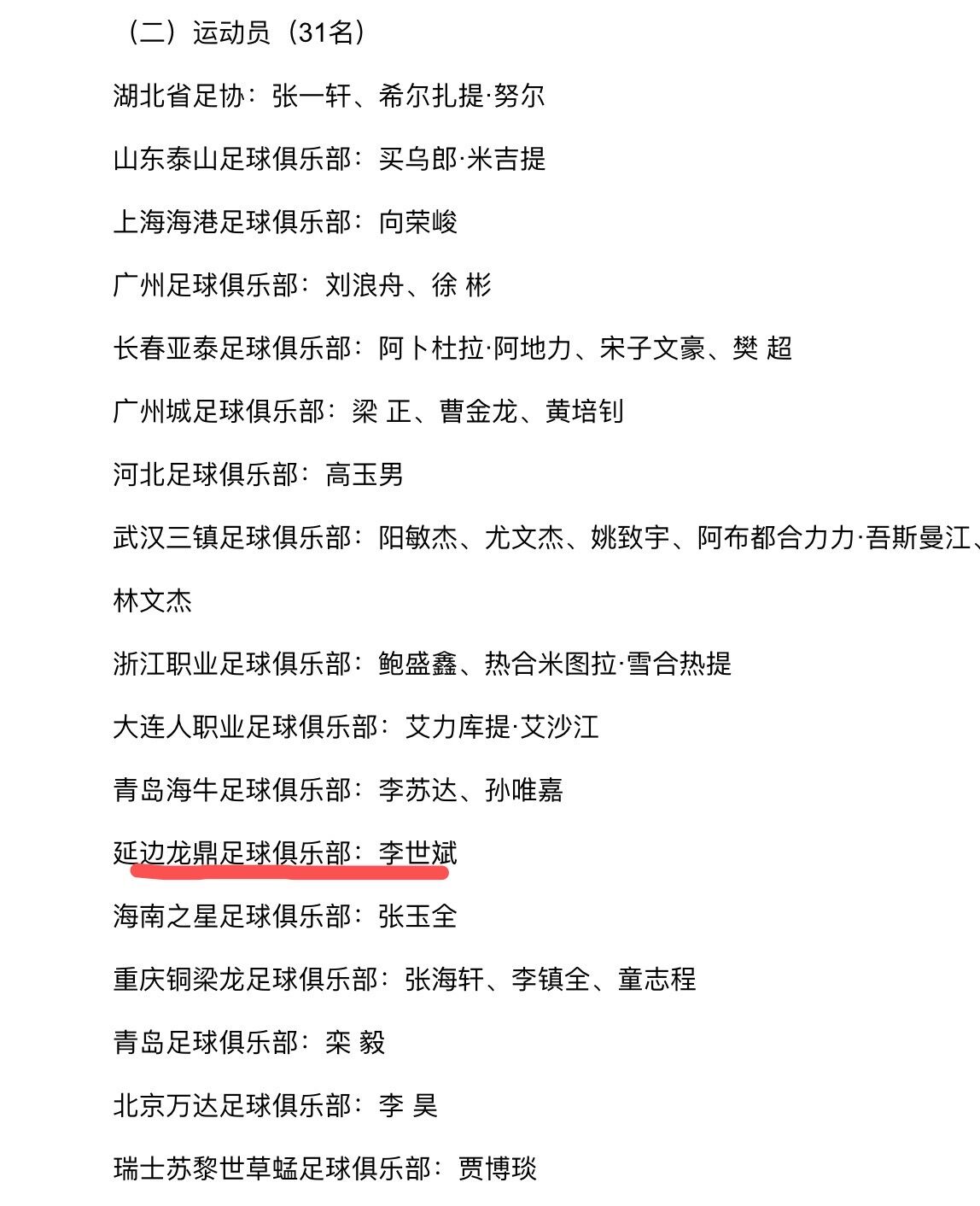 延边足球队员李世斌,延边龙鼎李世斌年龄