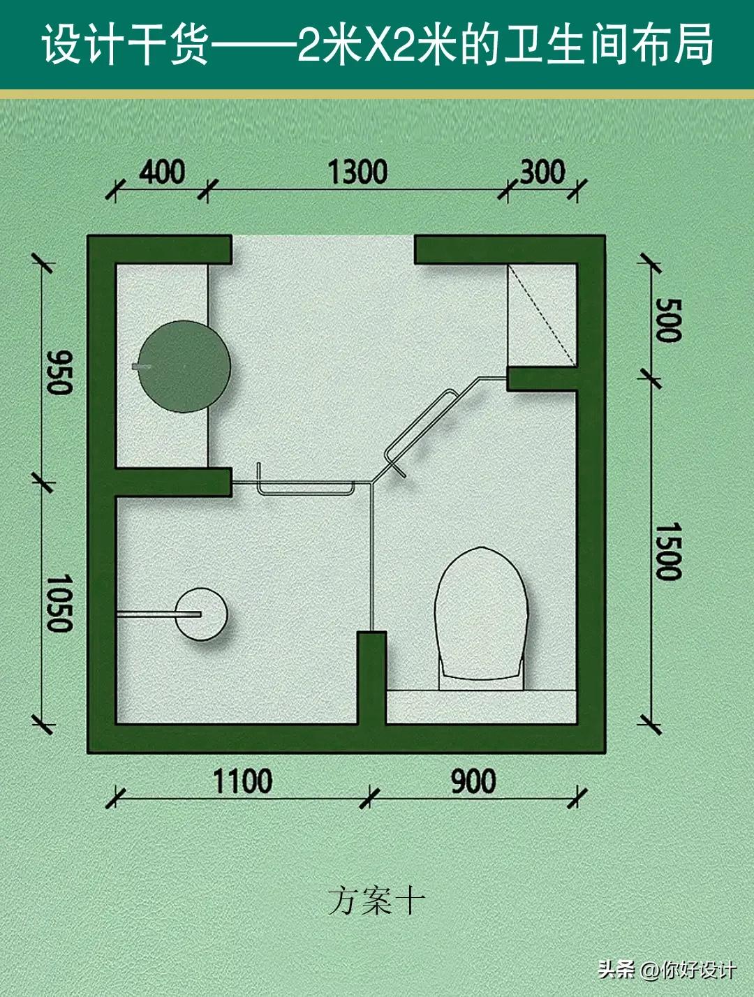 2m*2m卫生间布局图,2x2卫生间布局最佳实物图