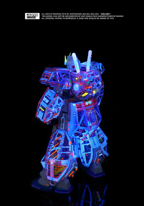 高达模型彩透荧光渗线教程,高达模型消光保护漆教程