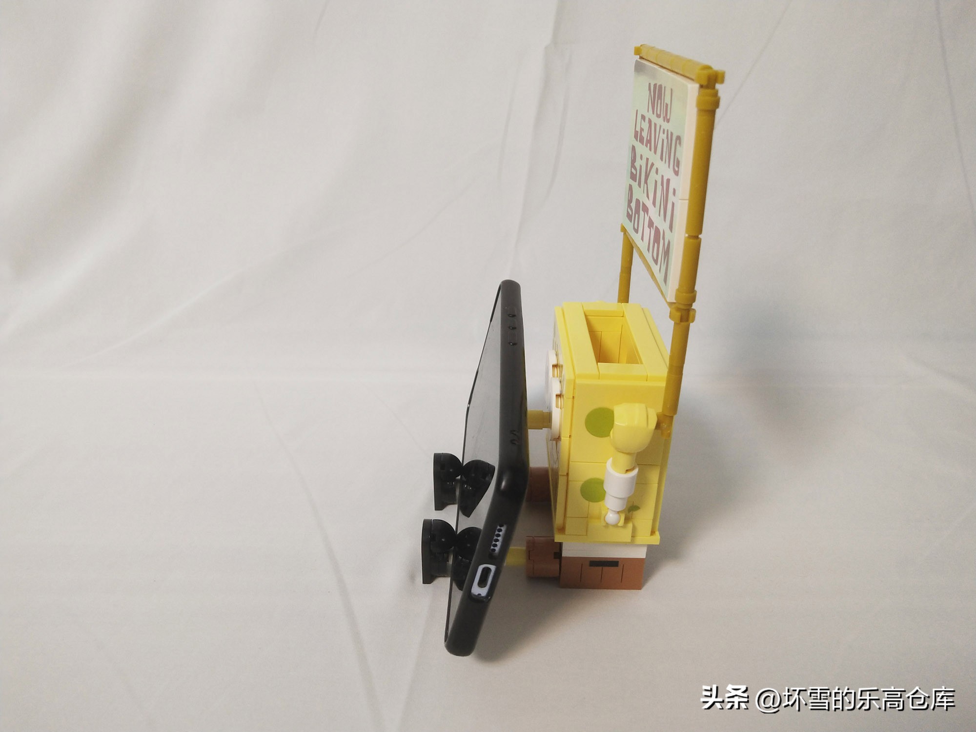 海绵宝宝笔筒积木拼装,海绵宝宝创意笔筒