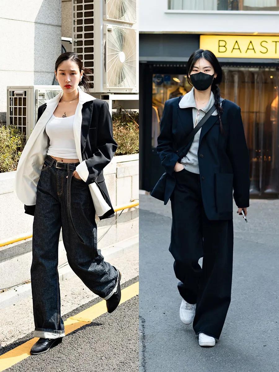 西装外套秋冬时尚街拍,冬季西装外套韩系穿搭推荐